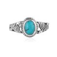 thumbnail image 2 of Natural Turquoise Oval Cabochon Ring in 925 Oxidized Sterling Silver | Handmade Bezel Setting | 1.07 Ct Blue Gemstone (7), 2 of 7
