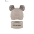 thumbnail image 2 of Spencer Baby Winter Warm Pom Pom Beanie Hat Scarf Set, Infant Toddler Ski Knit Cap Crochet for Girls Boys "Khaki", 2 of 5