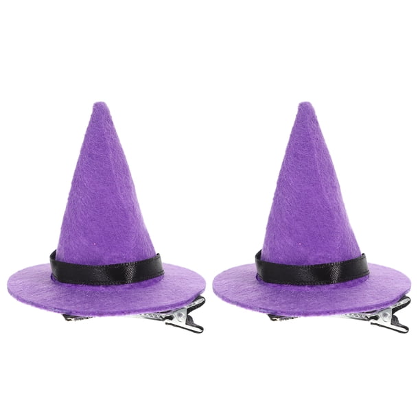 FELTECHELECTR 2 pinzas para el pelo con forma de sombrero de bruja de Halloween, pequeñas horquillas para el pelo, disfraz infantil de Halloween