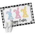 thumbnail image 2 of Rectangle Area Rug 2x3ft, Happy Easter Watercolor Bunnies Non-Shedding Washable Area Rug, Black White Plaid Non Slip Low-Profile Rugs for Living Room, Bedroom Dining Room, 2 of 9