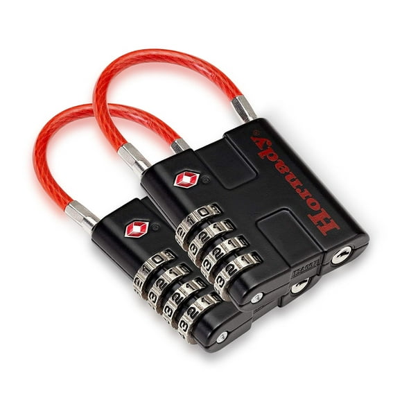 Candados con cable Hornady 96022 aprobados por la TSA, todos metálicos, 4 dígitos