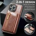 thumbnail image 6 of Allytech Glitter PU Leather Case for iPhone 15 Pro Max, Detachable Magnetic 2 in 1 Wallet Kickstand Case with Zipper Pocket & Card Holder, Shockproof Anti-Scratch Protective Case - Rosegold, 6 of 11