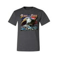 thumbnail image 2 of Wild Bobby, Born To Be Free Blad Eagle and American Flag Cars and Trucks Men's Graphic T-Shirt, Heather Black, 2XL, 2 of 3