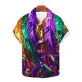 thumbnail image 4 of KeShDi 4x Men Button Up Short Sleeve Shirt Broadcloth Men's Carnival Printed Button Collar Mid Length Shirt Top Multicolor 5X, 4 of 6