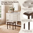 thumbnail image 5 of Dycanpo 16" Vintage Vanity Stool, Button Tufted Upholstered, Solid Wood Legs, Linen Dark Brown, 5 of 8