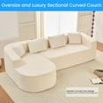 thumbnail image 2 of Puremind L Shaped Sectional Couch with Chaise, Upholstered Chenille Curved Sofa with Throw Pillows for Living Room/Apartment, No Assembly Required, Beige, 2 of 8