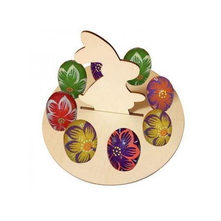 Tray Decoration Topumt Easter Wooden Chick Rabbit Shape Eggs Frame Storage Egg Holder Home Decoration Egg Tray ()