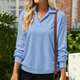 thumbnail image 2 of Vedolay Fall Tops Hoodies for Women Oversized Sweatshirts Crew Neck Long Sleeve Pullovers Sweatshirt Casual Fall Clothes,Blue XXL, 2 of 3