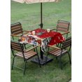 thumbnail image 3 of Outdoor Tablecloth with Umbrella Hole and Zipper, Red Christmas Square Table Cloth 54x54 Inch Waterproof Tablecloth, Xmas Gnomes Cat Pine Tree Winter Snowflake Picnic Table Cover for Patio Camping, 3 of 7