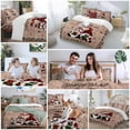 thumbnail image 5 of Merry Christmas Bedding Duvet Cover Set Full Size 4 Pieces Winter Xmas Dwarfs Poinsettia Red Green Wooden Bedding Set with Zipper Closure,1 Comforter Cover 86x86 Inches 1 Flat Sheet & 2 Pillow Cases, 5 of 7
