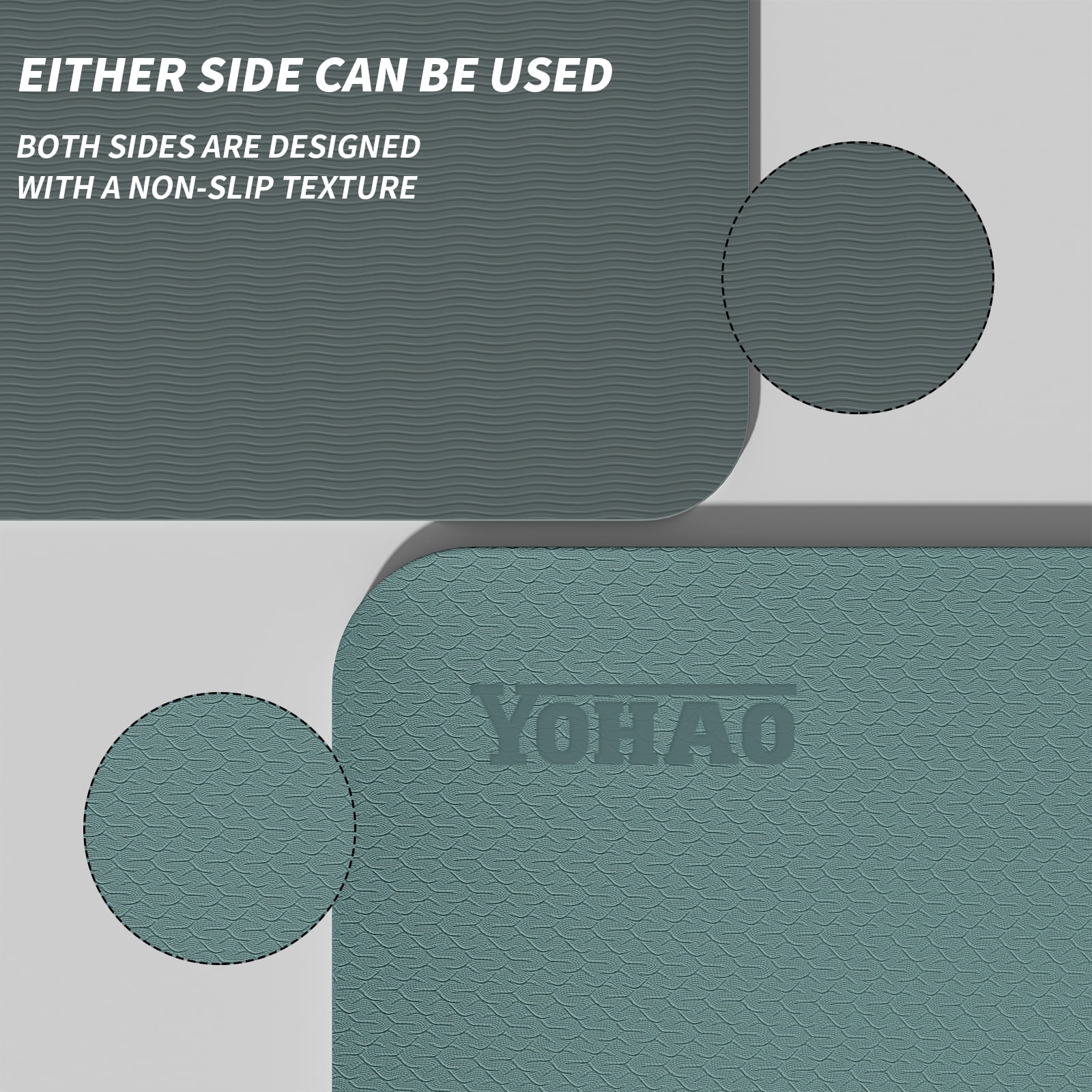 10mm Large Yoga Mat (6'x 4') with Soft Fabric - Extra Long and Wide 72 x 48 x 0.4 inches, Non-Slip Surface, Eco-Friendly, Thick Wide Yoga Mat for Home Workouts or Gym Fitness .Deep Green+ Gray