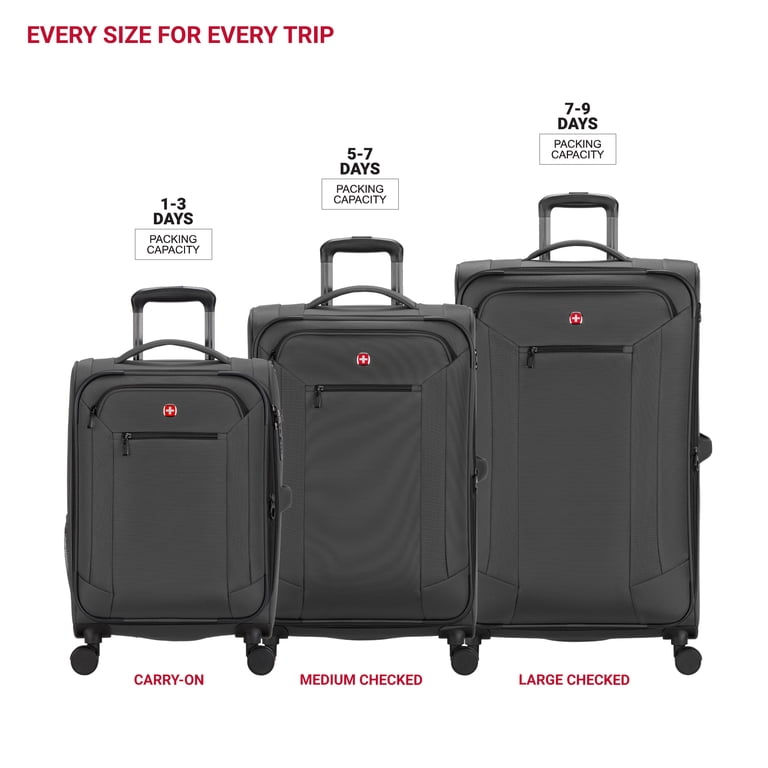 SWISSGEAR Stride 3-Piece Expandable Spinner Luggage Set, Dark Gray