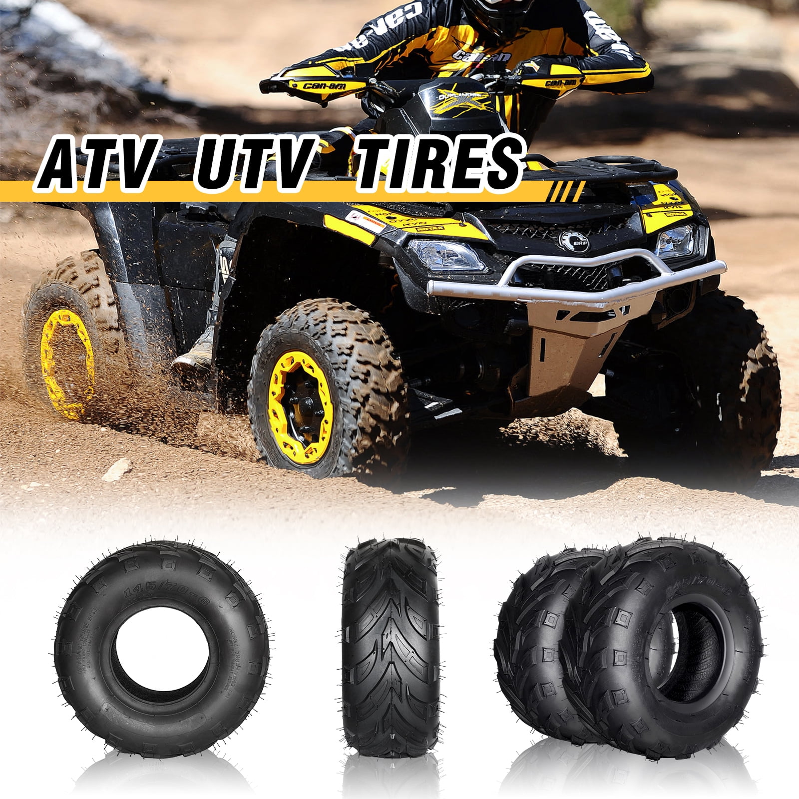 Ktaxon 145/70-6 ATV & Go Kart Tires Set of 2, 4PR Tubeless All-Terrain Sport Tires for ATV and Utility Vehicles