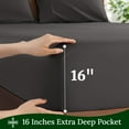 thumbnail image 4 of SONORO KATE 100% Cotton Bed Sheets Set, 1000 Thread Count 4 Piece Luxury Soft Sheets Set with 16" Deep Pocket, Queen, Dark Gray, 4 of 11