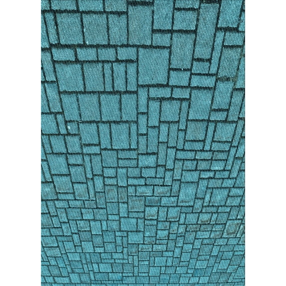 Ahgly Company Machine Washable Indoor Rectangle Transitional Dark Turquoise Green Area Rugs, 6' x 9'