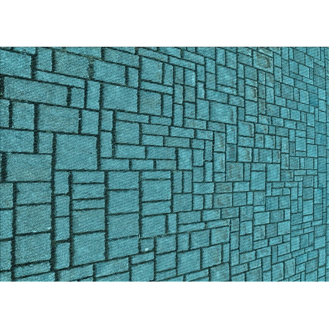 Ahgly Company Machine Washable Indoor Rectangle Transitional Dark Turquoise Green Area Rugs, 7' x 10'