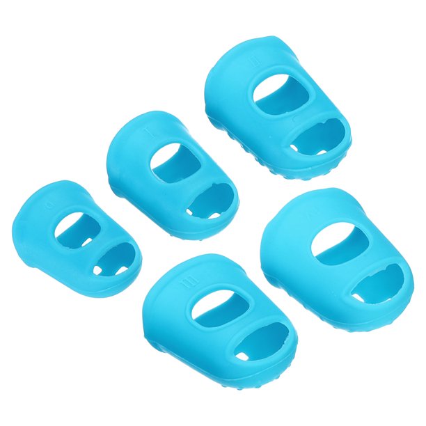 Protector de yema de dedo de goma de Uxcell, dedal de silicona para tocar guitarra, azul cielo, 5 tamaños surtidos, paquete de 30