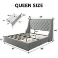 thumbnail image 3 of Virans Queen Bed Frame with 4 Storage Drawers, Upholstered Platform Bed Frame with Type-C & USB Ports, Wingback Storage Headboard,Light Gray, 3 of 8