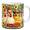 Ceramic Mug, variant on Lotusprint LLC Funny Chicken Personalized 2D Print Flat Accent Mug, Cool Rooster Glasses Sunflower Floral Design Gift 15oz, Red