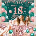 thumbnail image 4 of Emerald Green and Rose Gold 18th Birthday Decorations for Girls, Happy 18th Birthday Backdrop Banner Triangle Flag 18th Birthday Bunting Rose Gold 18 Confetti Foil Balloon for Her 18 Year Old Birthday, 4 of 6