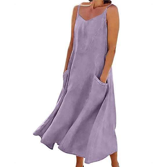 Dresses for Women Summer Open Back Flowy Long Beach Sundresses Casual Backless Cami Vacation Maxi Dresses