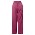 thumbnail image 7 of QLEICOM Women's Stretchy Wide Leg Pants Summer High Waisted Cotton Linen Palazzo Pants Wide Leg Long Lounge Pant Trousers with Pocket Hot Pink L, US Size 8, 7 of 7