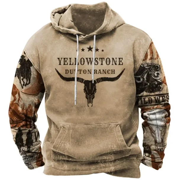 Sudadera con capucha retro para hombre, sudadera con capucha con estampado 3D de Yellowstone Park para hombre, nueva moda urbana, sudadera con capucha de hip hop de invierno súper grande, ropa para ho