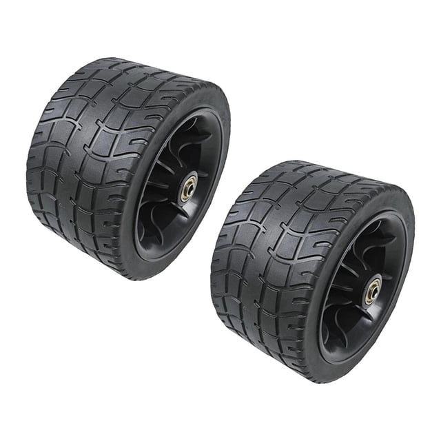 Terraxo 2 Pcs Roue de Chariot Pliable Pneu de Remplacement Chariot à Main Pneu Double Roulements Antidérapants Matériau PP PVC Adapté pour Chariots de Plage Tondeuse à Gazon Chariot Utilitaire de Camping 16.5cmx9.5cm