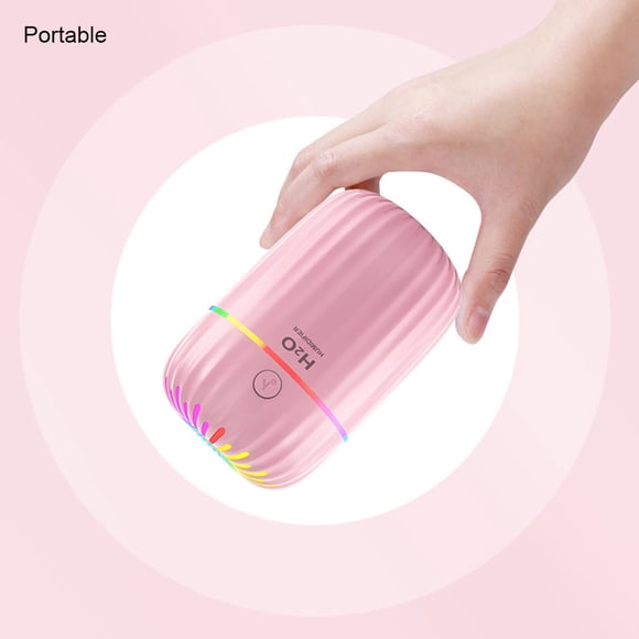 Air Humidifier 300ml Desktop USB Bedroom Aroma Diffuser with Night Light Refillable Low-noise Mist Maker Sprayer Household Room Pink