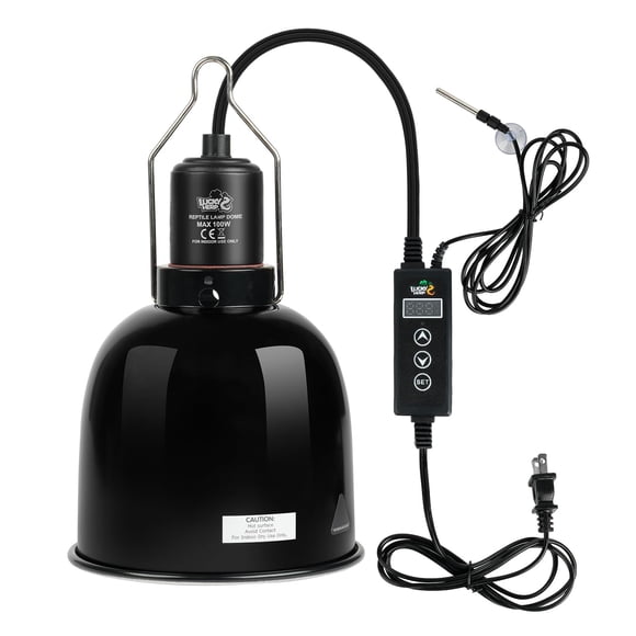Portalámparas para reptiles LUCKY HERP, cúpula de 5,5" y 100 W con termostato