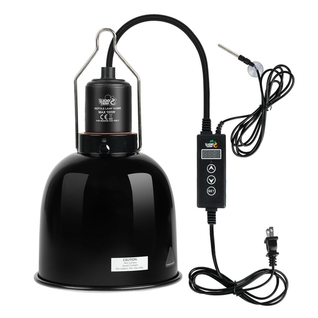 Portalámparas para reptiles LUCKY HERP, cúpula de 5,5" y 100 W con termostato