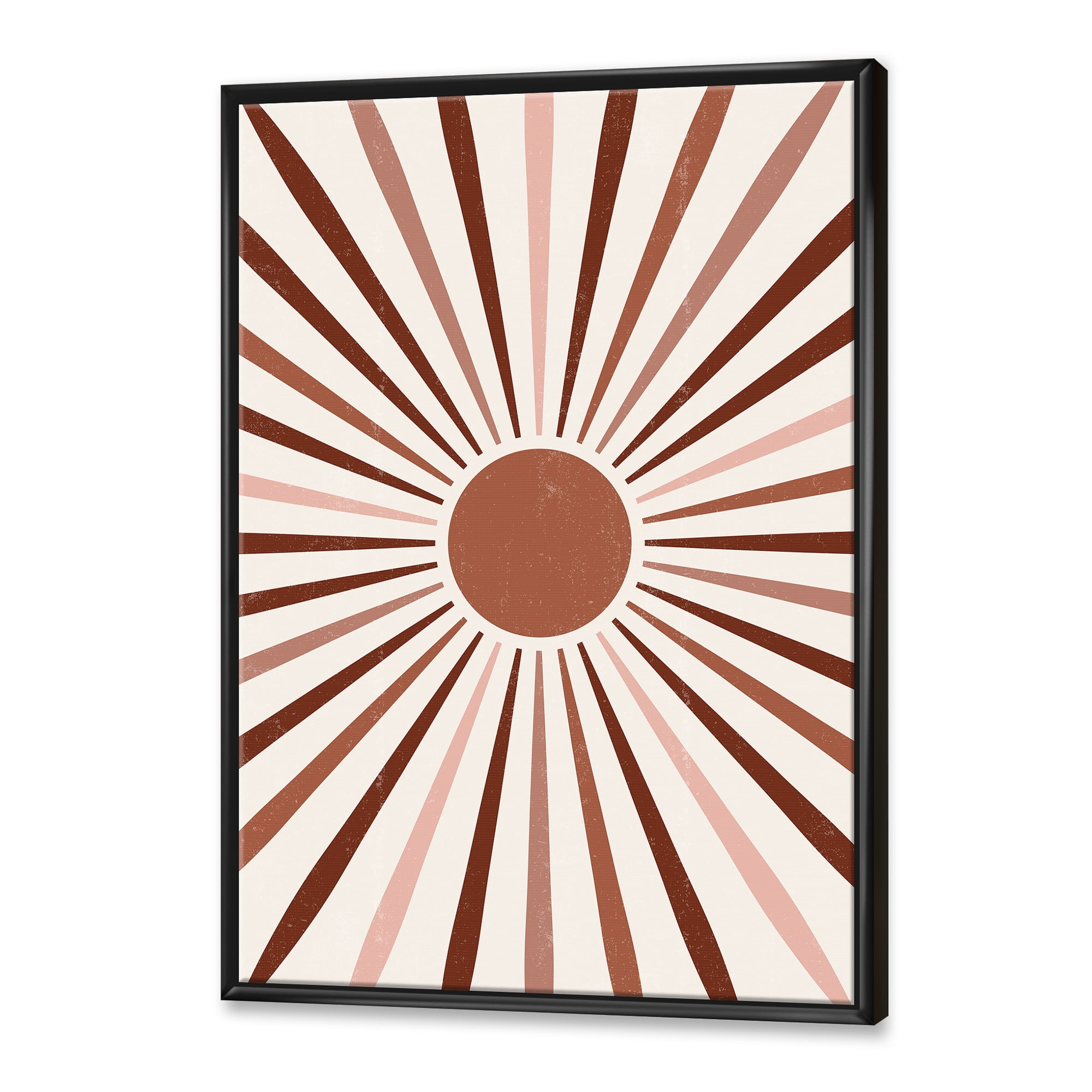 Designart 'Radiant Geometric Sun' Modern Framed Canvas Wall Art Print