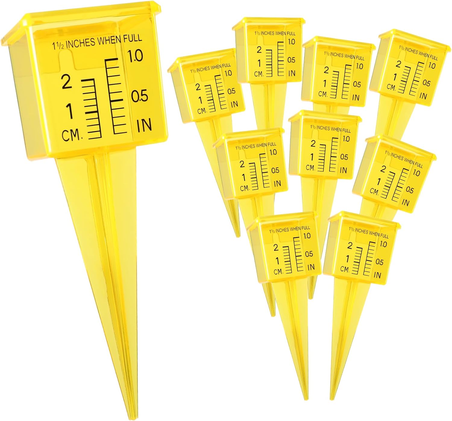 LSKJGA-10 Pack Rain Gauge, 1.5" Sprinkler Gauge with Wide Mouth, Outdoor Water Measuring Gauge for Lawn, Garden, Yard