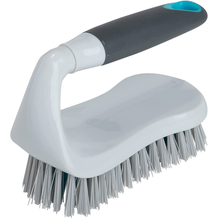 Smart Design All-Purpose Scrub Brush - Contoured Easy Grip Non-Slip Handle  - Tough Bristles - Odor Resistant - Dishwasher Safe - Cleaning Pots, Pans,  Sink and Tub - Gray and Teal 