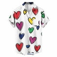 thumbnail image 2 of Men's Short Sleeve Button Down Shirt Valentine's Day Print Collared Casual T-Shirt Purple XXXXXL, 2 of 6