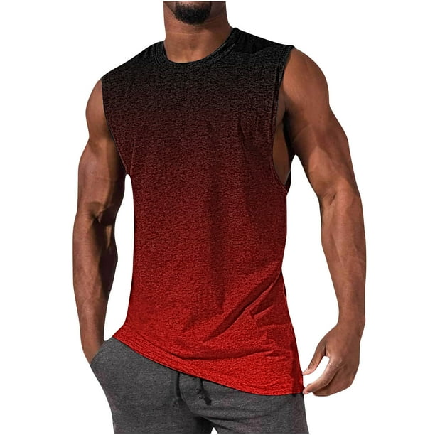 Tank Top para Hombres Botón de Impresión Casual de Cuello Redondo Tank Top