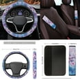thumbnail image 5 of Yuyamidu Dolphin Car Seat Cover Full Set Pink Hibisucs Car Floor Mats Steering Wheel Cover Seat Belt Pad Cover Coasters Handbrake Cover Set Car Decor 15 PCS, 5 of 6