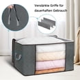 thumbnail image 3 of Paquete de 6 bolsas de almacenamiento de 90 litros, caja de almacenamiento plegable grande con tapa para ropa, edredones y ropa de cama (gris), 3 of 6