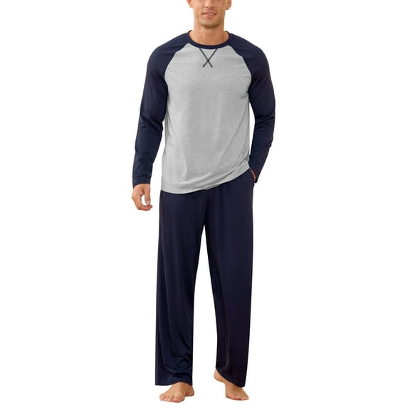 Iceglad Men's Pajamas Set Long Sleeve Sleepwear with Pockets Comfortable Lightweight Pjs Sets for Men