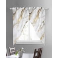 thumbnail image 3 of Modern White Gold Swag Valances for Windows, Abstract Marble Geometric Rod Pocket Sheer Valances for Large Windows, Swag Toppers Light Filtering for Kitchen Living Room 2 Panels 36''x63'', 3 of 6