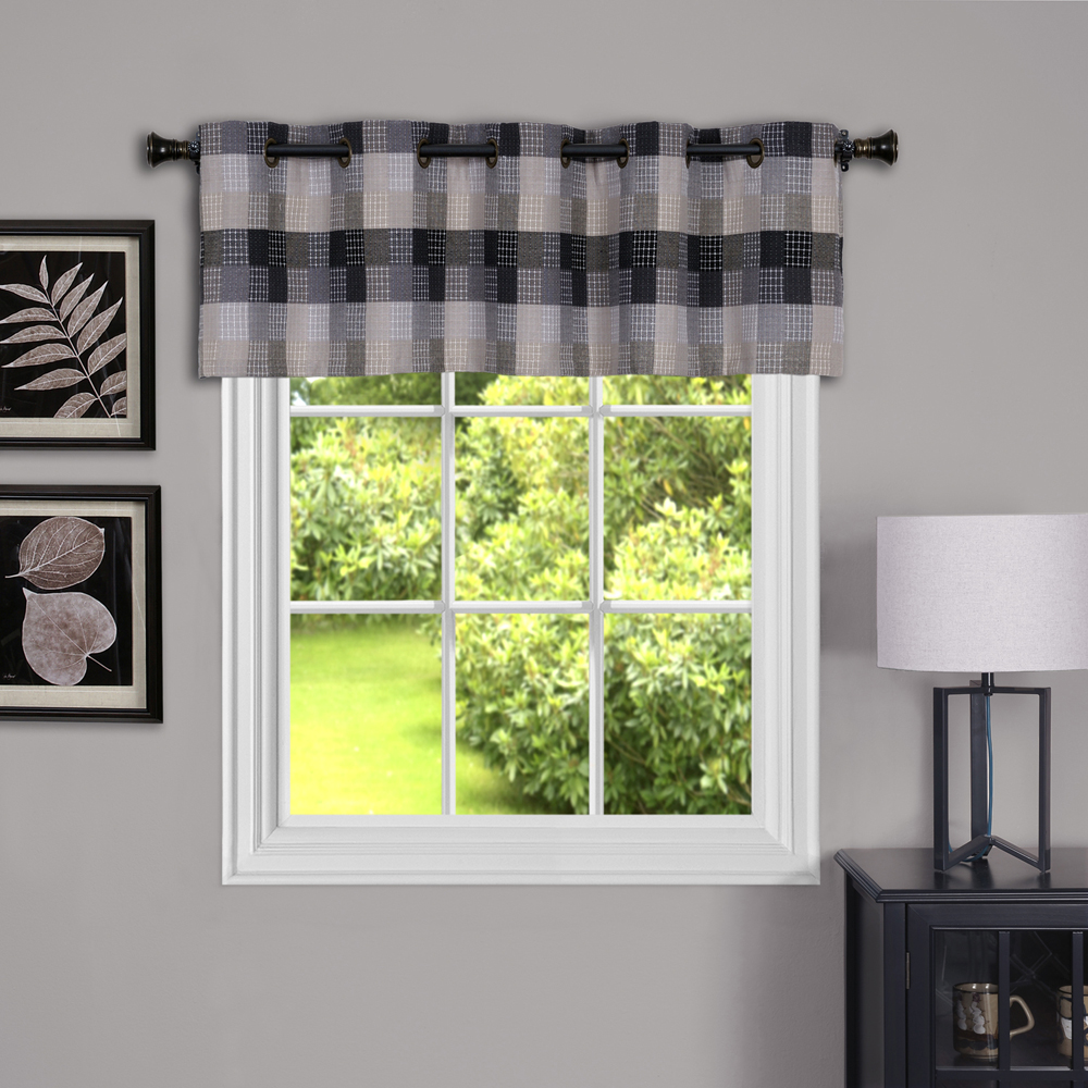 Achim Harvard Rod Pocket Light Filtering Curtain Tier Pair, Black, 57" x 36" - image 5 of 6