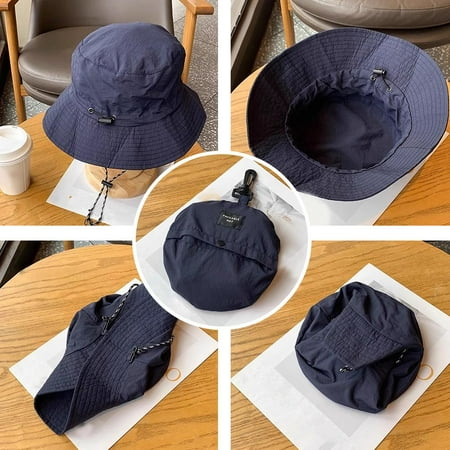 SSKFHGI Black M Summer Quick-Drying Waterproof Bucket Hat Can Be Stored In The Sun Protection Basin Hat Men And Women Thin Outdoor Cycling Foldable Sun Hat