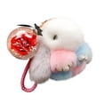 thumbnail image 1 of Fwttom Model Handmades Soft Bunny Pompom Charmss Bunny Car Key Chain Pendant Everlasting Flower, 1 of 5