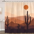 thumbnail image 3 of Mid Century Cactus Shower Curtain, Boho Mountain Cacti Sunset Desert Landscape Shower Curtain Set Modern Aesthetic Sunrise Vintage Beige Bath Curtain Polyester Fabric, 72X84inch, 3 of 6
