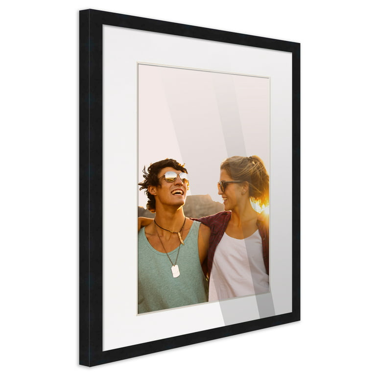 32x42 Black Picture Frame with 29.5x39.5 White Mat Opening for 30x40 Image, 0.75 inch Border, UV, Size: 30 x 40