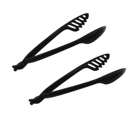 

2PCS Kitchen Tongs Silicone Nylon Food Tongs-Non-slip Clip-Heat Resistant Food Grade-Handy Utensil for Cooking Barbecue Buffet Salad Ice (Black)