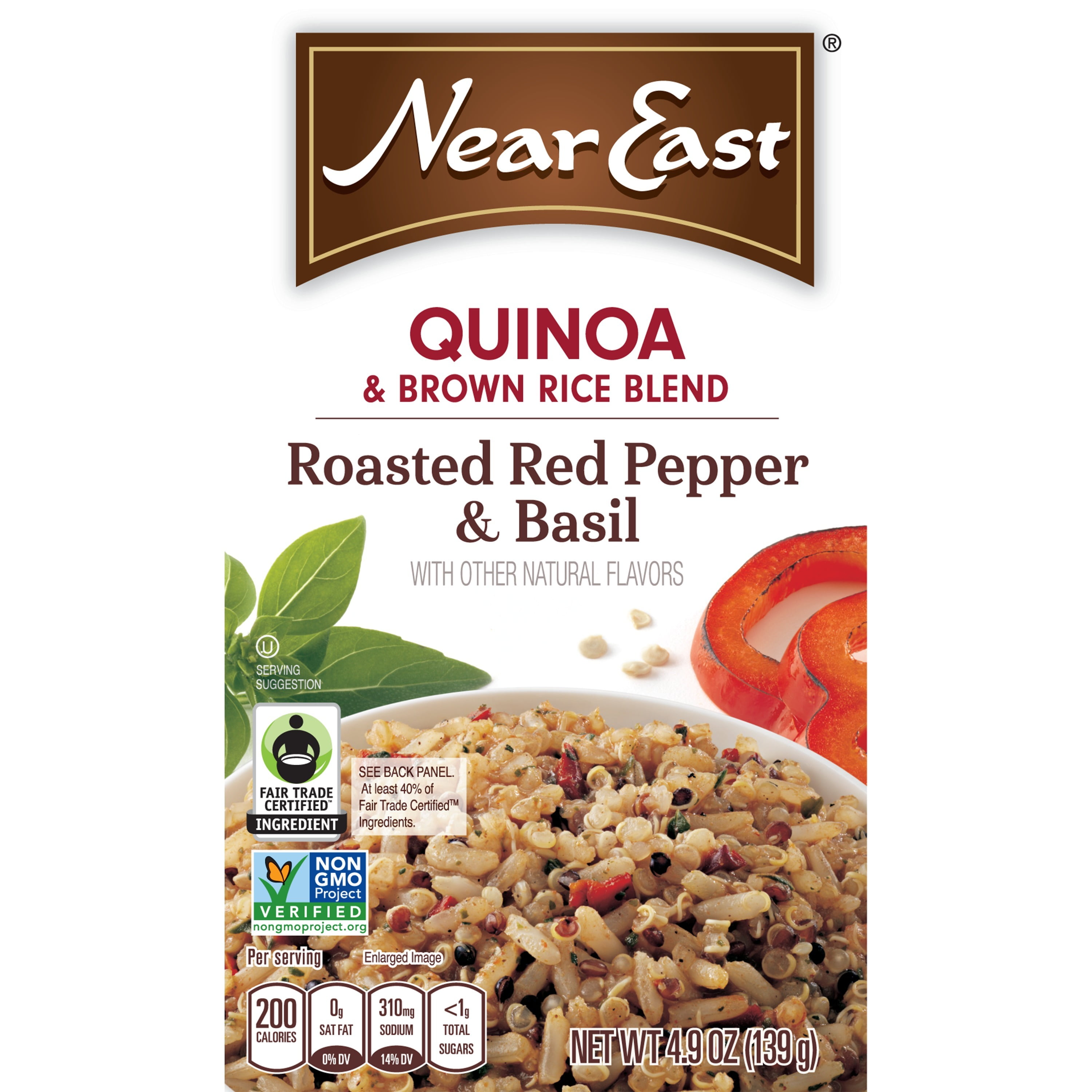 Near East Quinoa & Brown Rice, Roasted Red Pepper & Basil, 4.9 oz Box