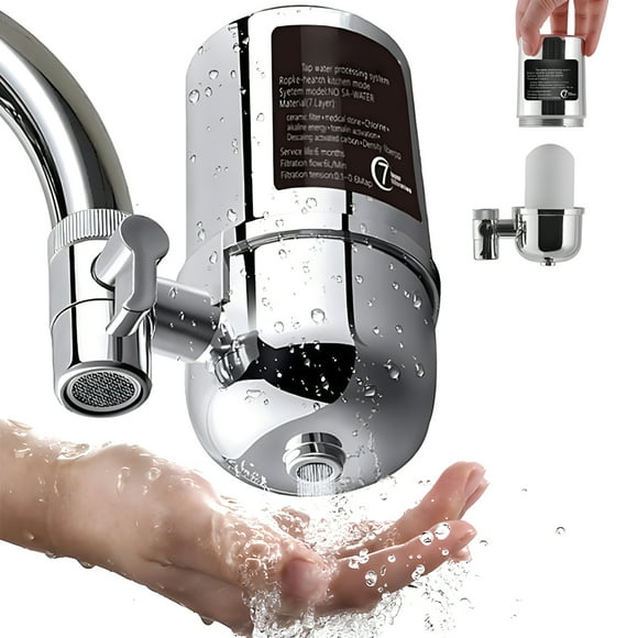 Gallons Faucet Water Filter for Kitchens, Bathrooms, RVs, NSF Certified High Flow Rate Filtration System with Effective Cartridge, Leak Resistance, and Multistage Filtration for