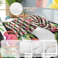 thumbnail image 5 of Pink Flamingo Full Size Comforter Set, Palm Leaf White Black Striped Animal Bedding for All Seasons, 4 Pcs Bed Set, 1Quiltcover (86"x86") ,1Sheet(80"x116"), 2Pillowcases (30"x20"), 5 of 12