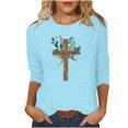thumbnail image 1 of Chemisier pour Femmes T-shirt Imprimé pour Femmes Blouse à Manches 3/4 Col Rond Hauts Décontractés, 1 of 1